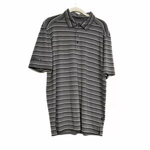 Skechers Go Golf Mens Gray Black Stripes Polo Shirt Polyester Collared Size M